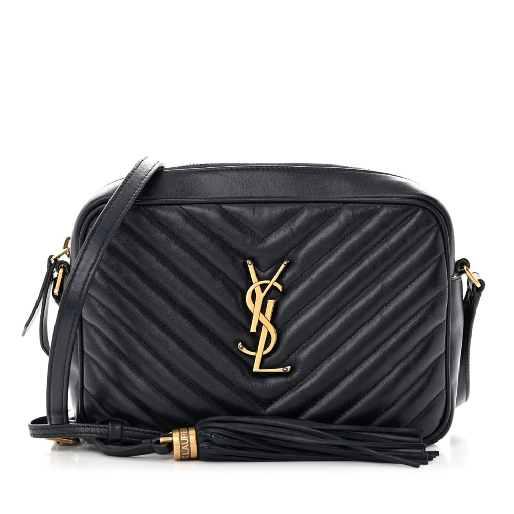 YSL Saint Laurent Calfskin Matelasse Monogram Lou Camera Bag